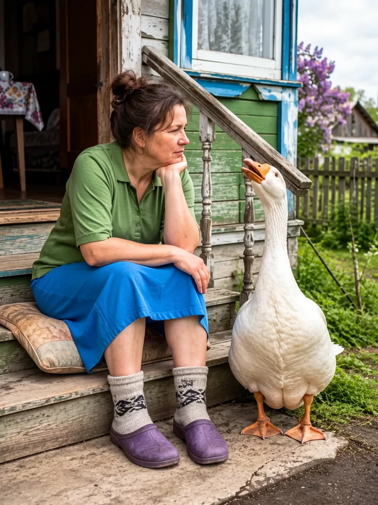 Guard goose protecting home from thieves