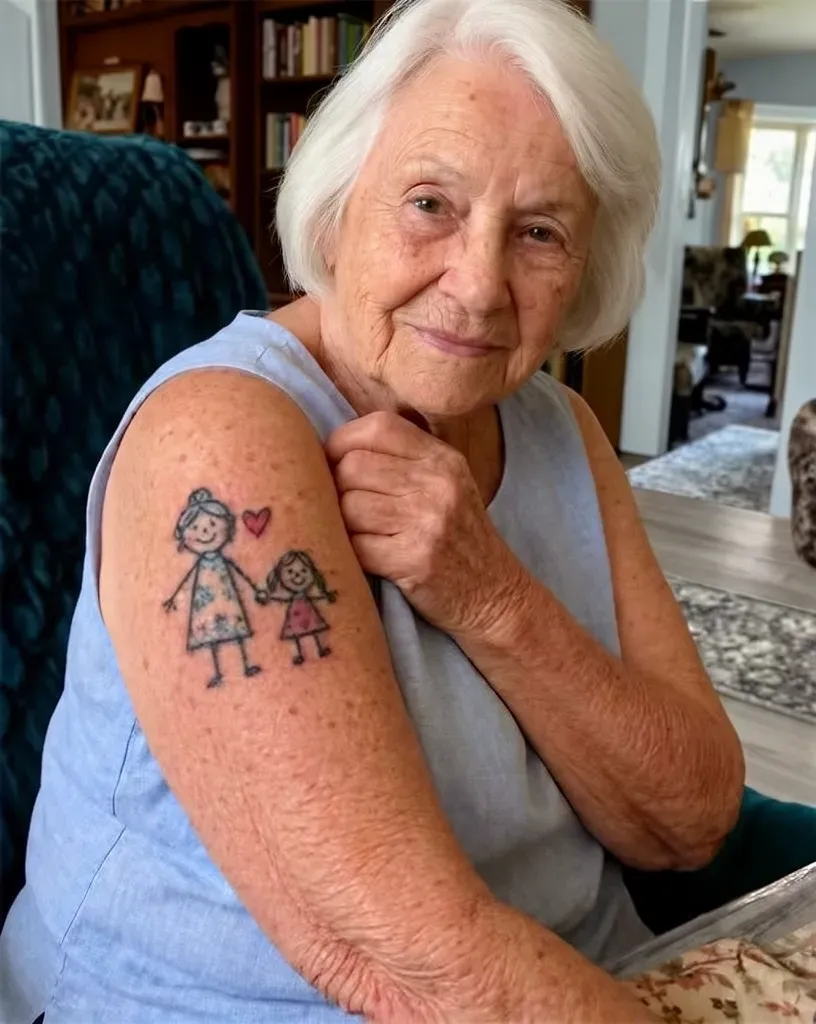 Tattoo granddaughter drawing husband reaction
